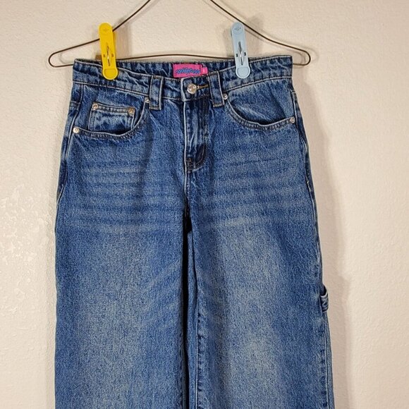 VTG Edikted Womens XS Baggy Cargo Wide Leg Jeans 26x29 90's Y2K Blue Denim - Picture 3 of 9